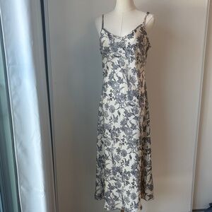 Floral Print Mini Dress - Black and White